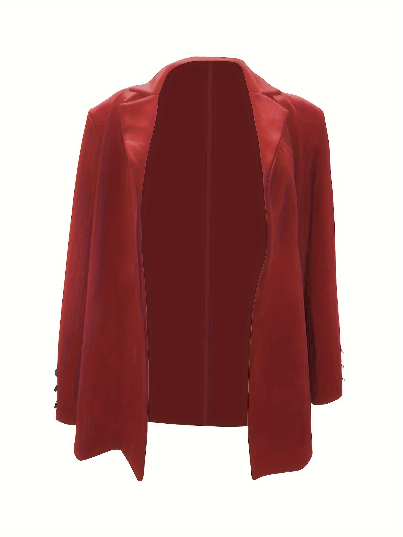 Solid Open Front Lapel Blazer, Elegant Button Decor Long Sleeve Blazer.