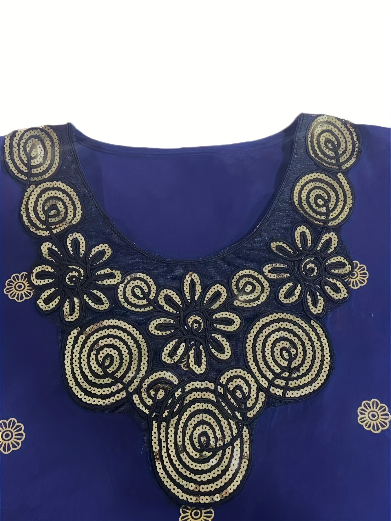 Graphic Print Batwing Sleeve Kaftan Dress, /MH