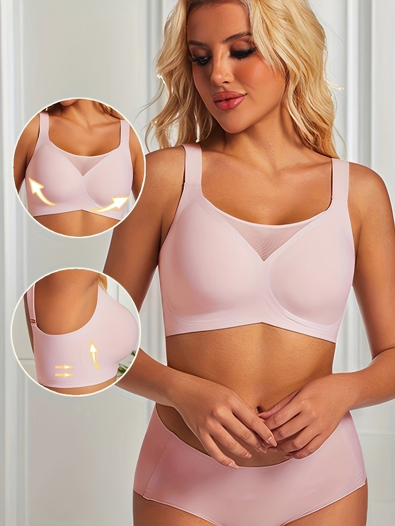 Women'S Seamless V-Neck Bra with Jelly Gel Support ./MH