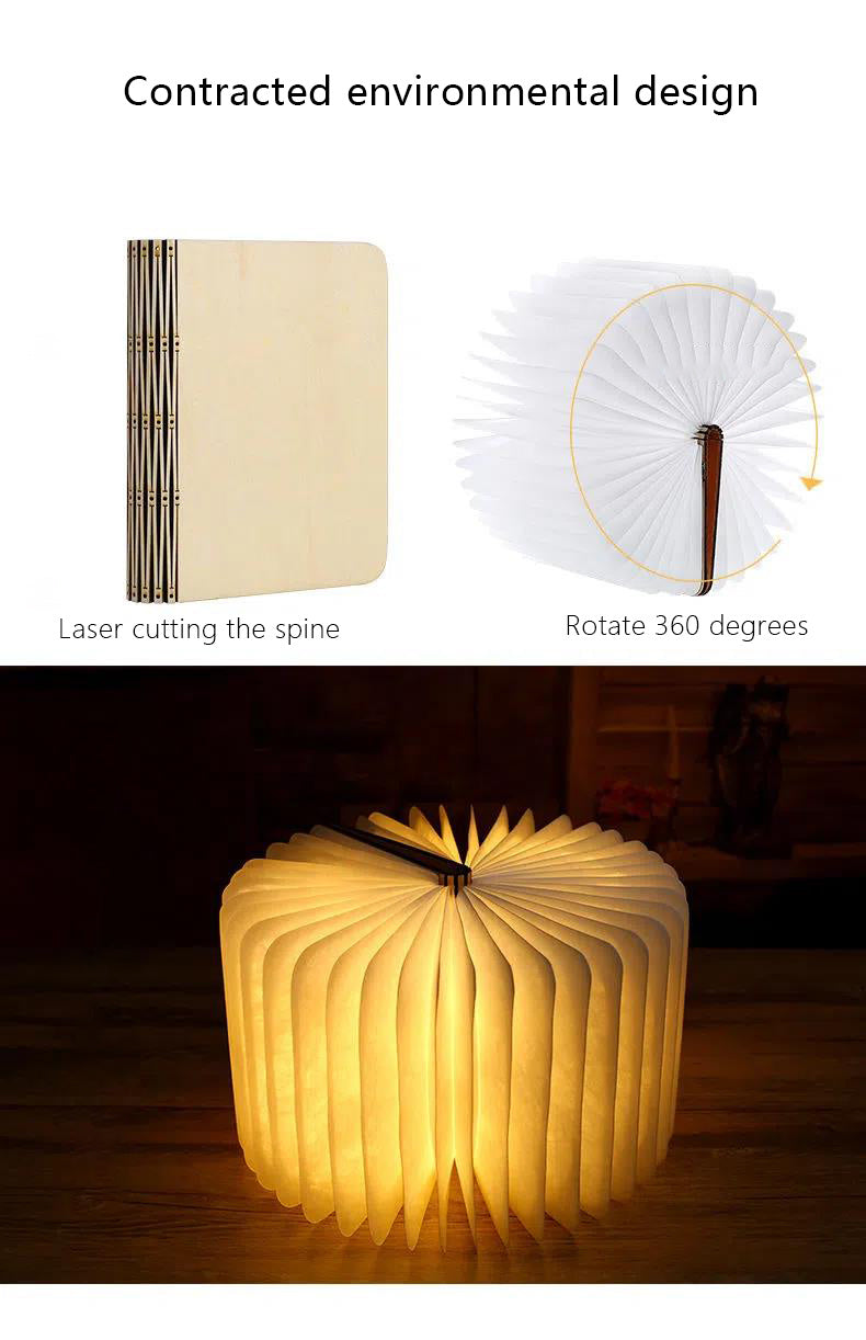 Five-color Wood Book Lamp Night Light Flip Book Lamp Bedroom Bedside Sleep .