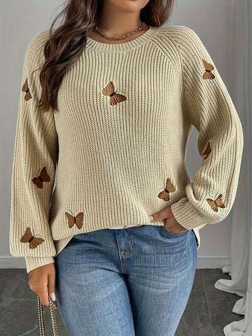 Plus Size - Plus Size Women'S Casual Crew Neck Sweater .
