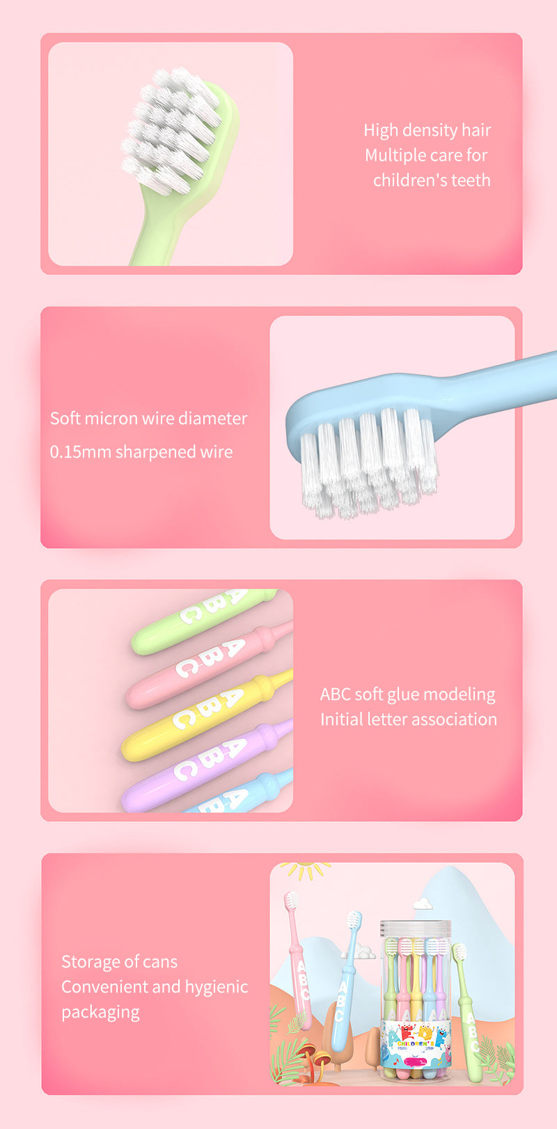 10pcs/pack Letter Antibacterial Silk Kids Toothbrush, Cartoon Soft Bristle Toothbrush, Unisex High Density Brushes, Non-Breaking Student Gum Guard, Christmas, Halloween, Thanksgiving Day Gift