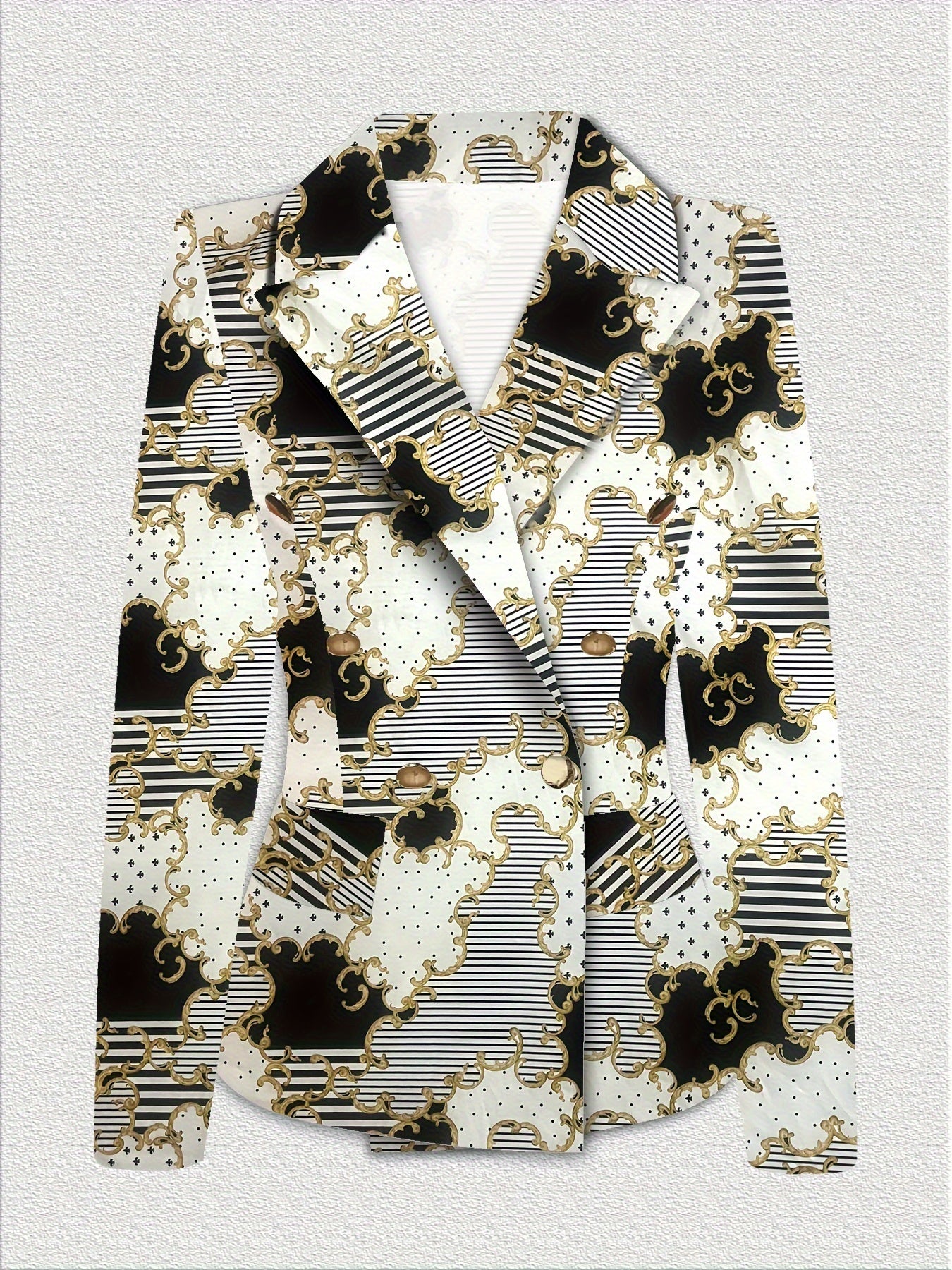 Solid Color Open Front Blazer, Elegant Lapel Neck Double Breasted.