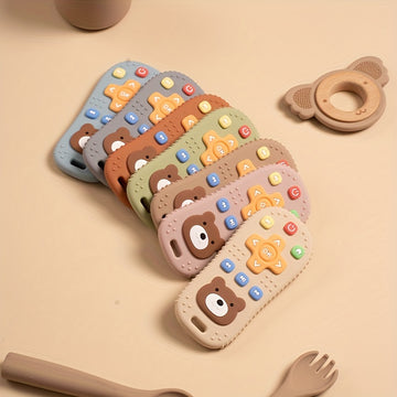 Cute Bear Silicone Baby Teether - Remote Control Shape Food Grade Teething Toy for Newborns - Sensory Teething Toy, Halloween, Thanksgiving And Christmas Gift