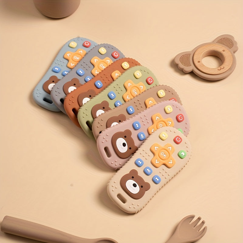 Cute Bear Silicone Baby Teether - Remote Control Shape Food Grade Teething Toy for Newborns - Sensory Teething Toy, Halloween, Thanksgiving And Christmas Gift