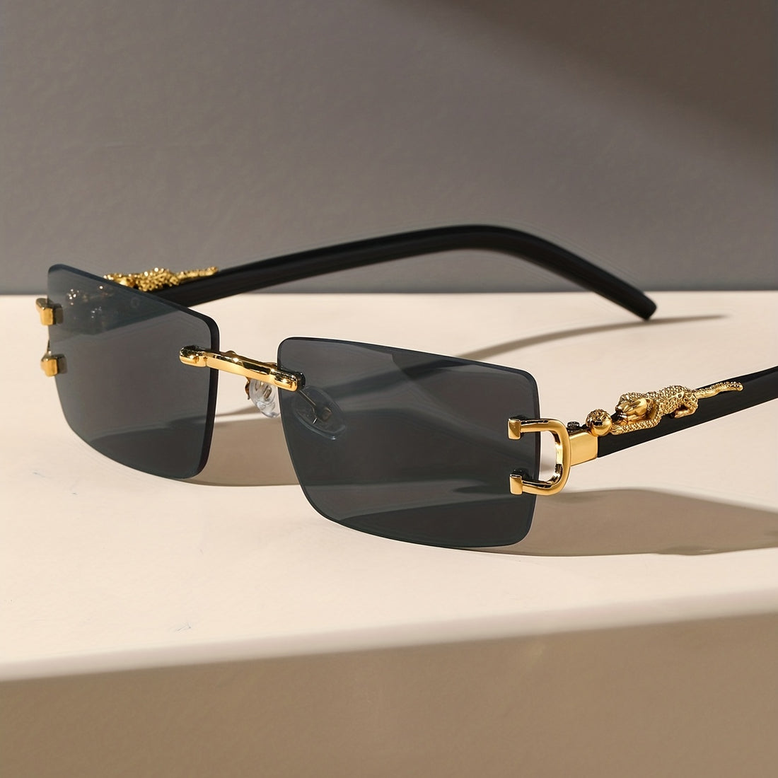 Cheetah Leopard Rectangle For Women Men Rimless Animal Charm