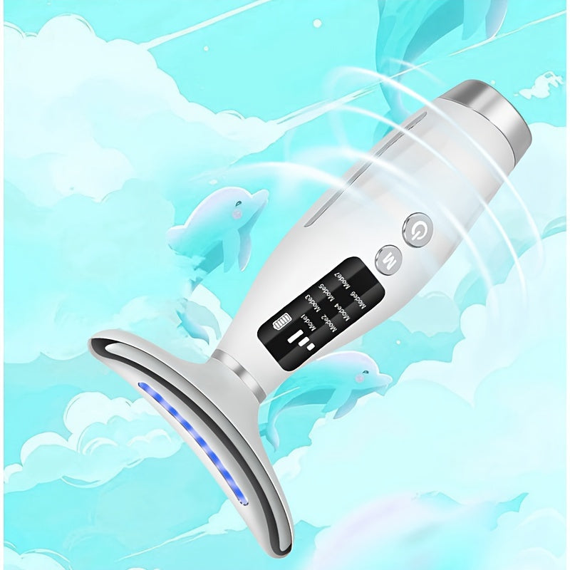 Facial And Neck Massager, 7 Modes, Rechargeable USB, Face Massage Care Tool, Perfect Gifts for Women Gift for Mom On Mother's Day
