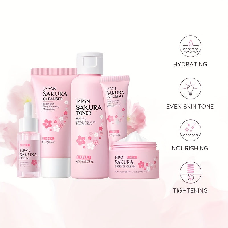 1 Set Sakura Skin Gift Set, improving Skin Tone Firming, Smoothing Cream, Sensitive Skin Serum