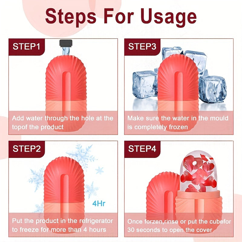 Reusable Ice Face Roller for Puffiness Relief & Light Beige Glow – Silicone Facial Massager Cube with Leakproof Design, Enhances Circulation, Tightens Pores, and Brightens Complexion, Perfect Gift for Skincare Routines, Fac