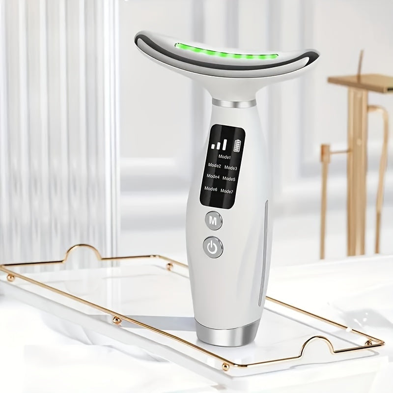 Facial And Neck Massager, 7 Modes, Rechargeable USB, Face Massage Care Tool, Perfect Gifts for Women Gift for Mom On Mother's Day