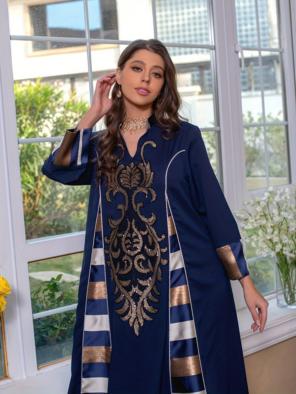 Oriented Spot Middle East Dubai Muslim Women's Abaya Long Dress ./MH