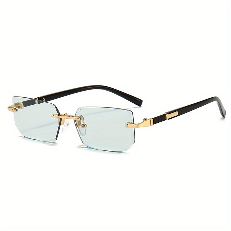 Rimless Rectangle Fashion Metal Shades Eyeglasses Small Women .