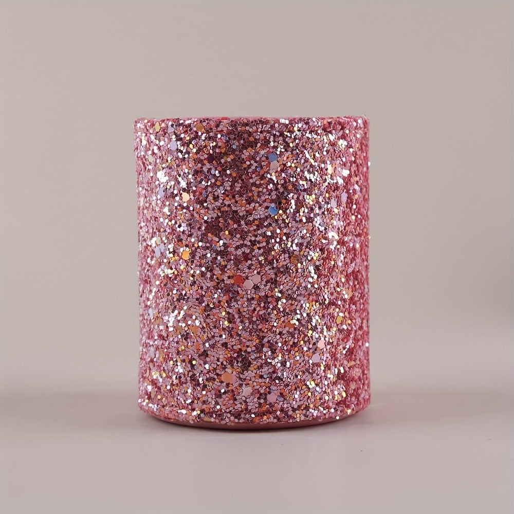 Glitter Makeup Brush Holder Sequin Decor Pencil Cup Shiny For Women, Makeup Brush Holder Organizer Cup Gift For Desk Office Classroom Home Sequin Brush Bucket