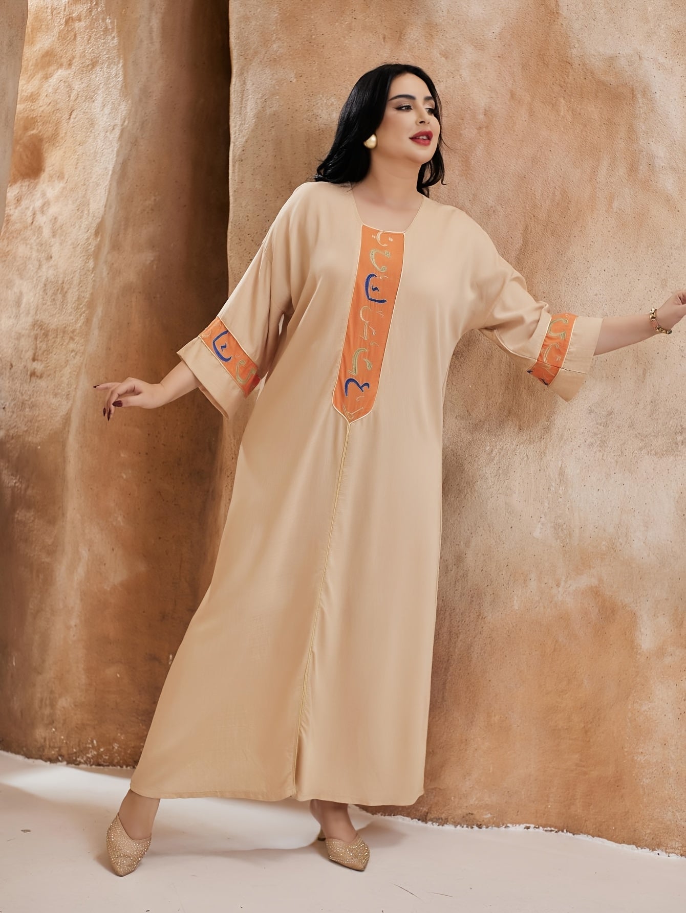 Elegant JALABIA Arabic Women'S Embroidered Dress - /MH