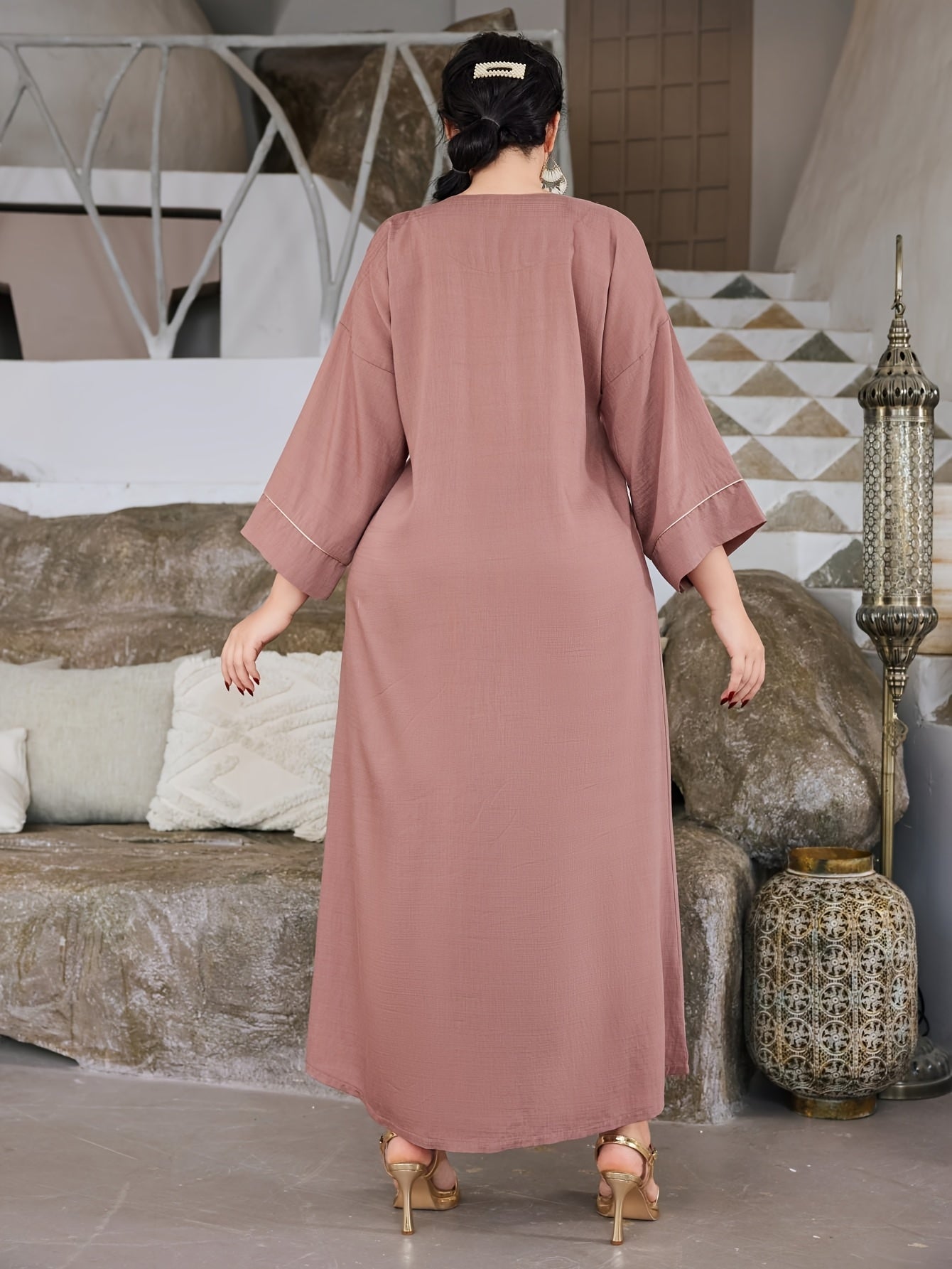 Golden Arabic Women's Elegant Dress JALABIA ./MH