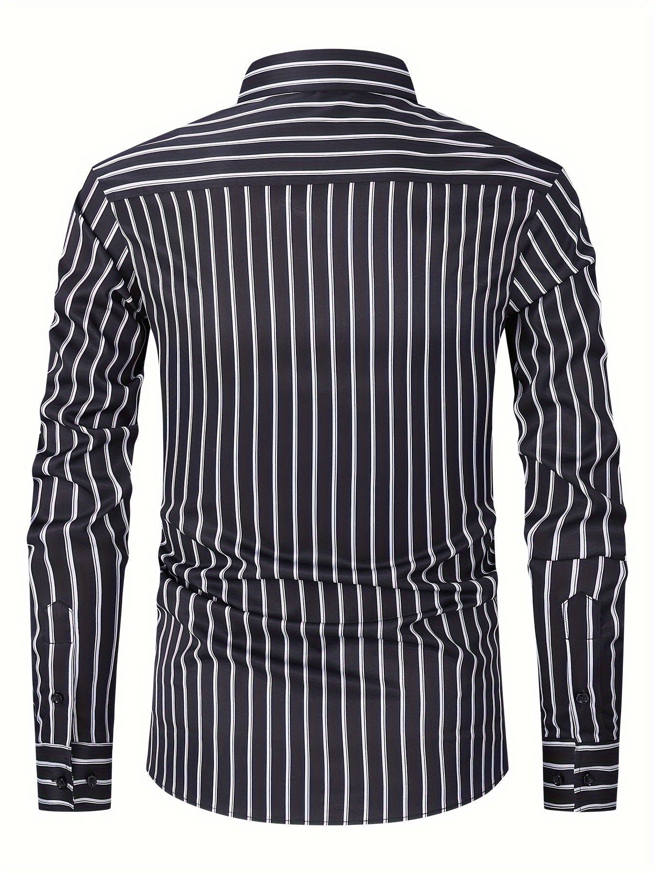 Men's Striped Lapel Collar Design Dress Shirts,