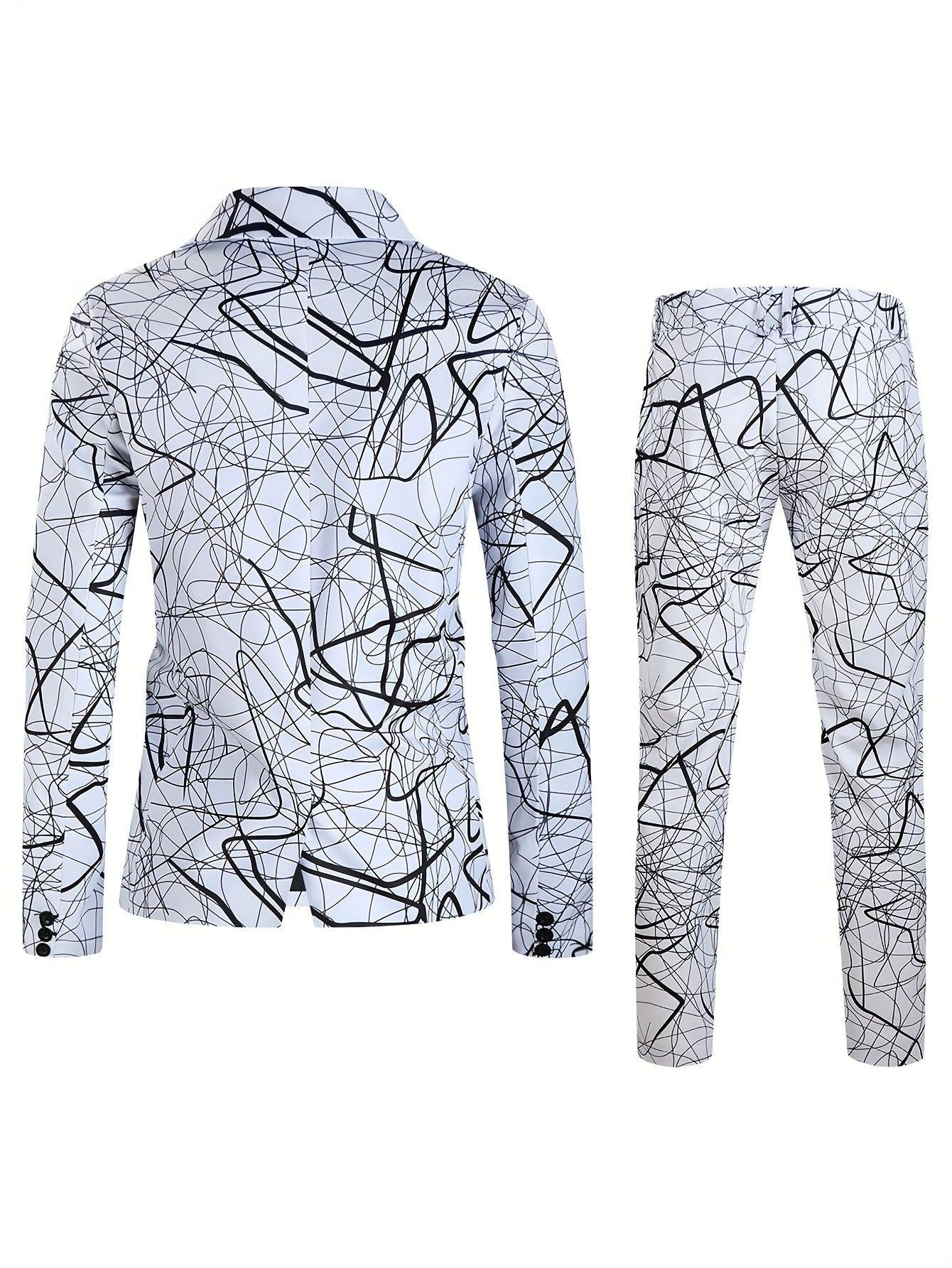 2pcs Men's Fashion Casual Suit Set, 3D Vibrant Paisley Print Blazer.