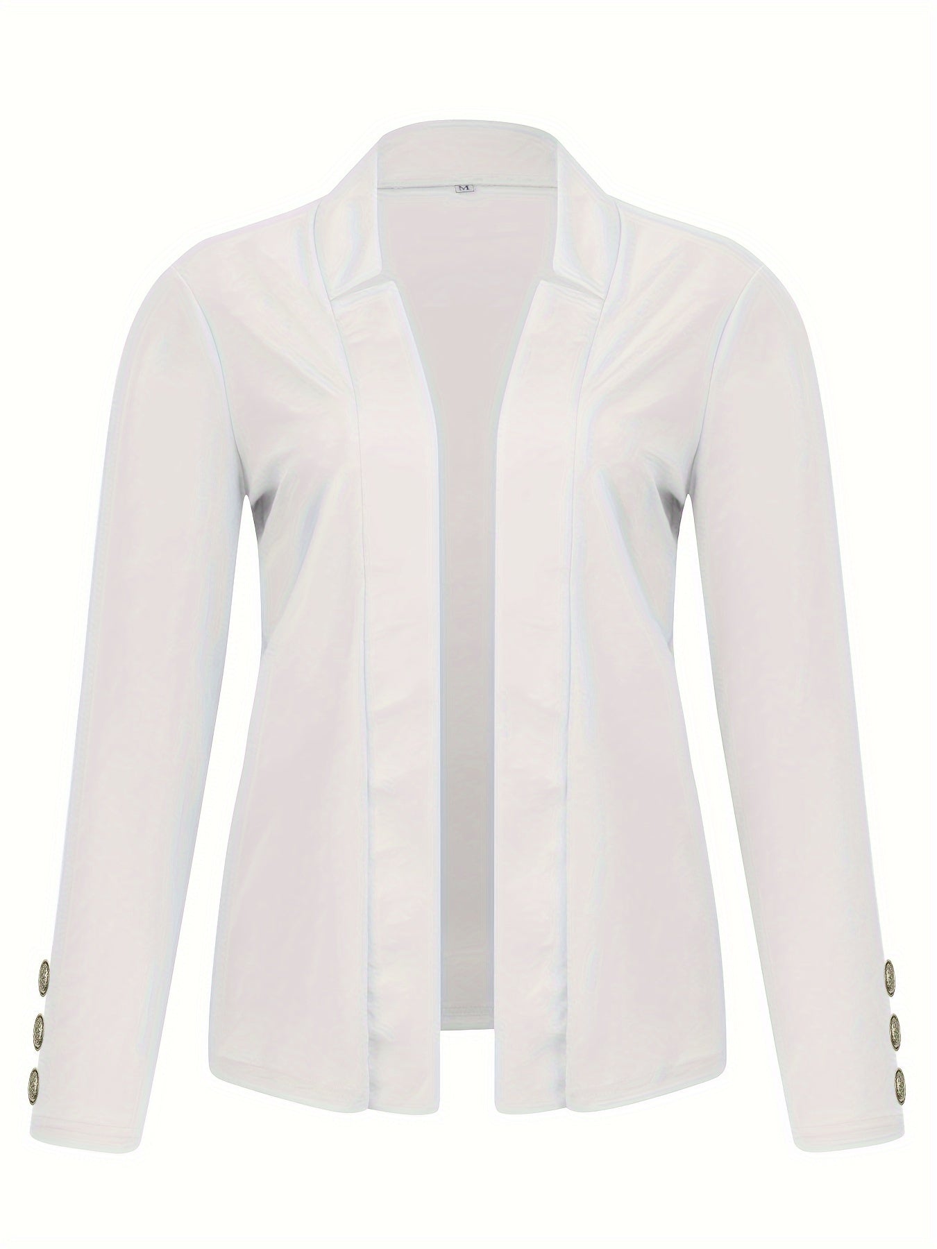 Solid Open Front Button Decor Blazer, Elegant Long Sleeve Blazer.