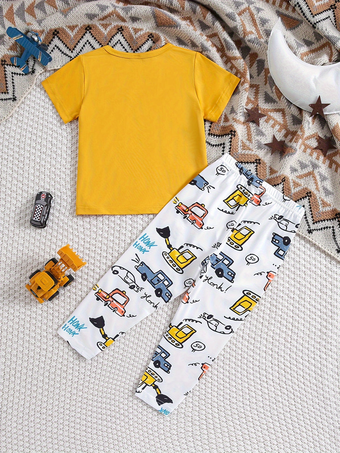 2 Pcs Boy's Refreshing Color Car Print Short Sleeve T-Shirts .