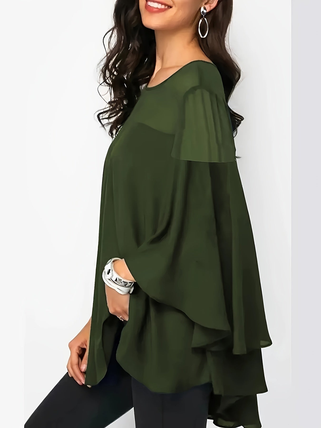 Plus Size Women's Casual Shirt - Vibrant Green Short Sleeve.