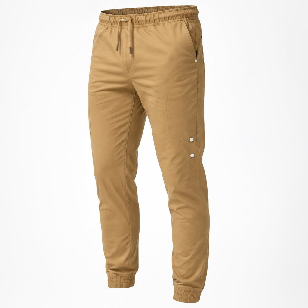 Men’s Slim Fit Jogger Chino Pants | Khaki Grey & Black | Drawstring Tapered Trousers | Ages 17–24 Years | MH