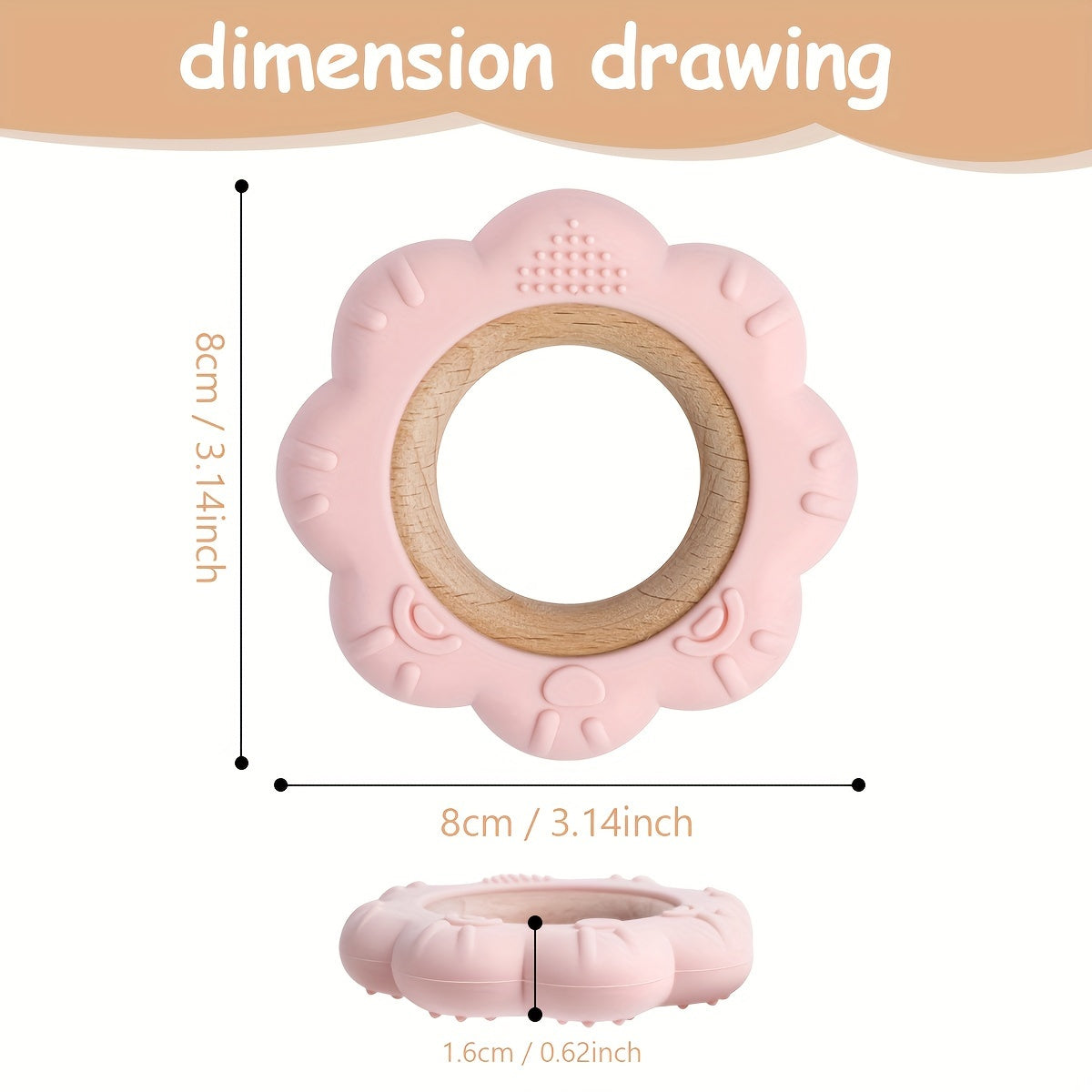 Silicone Teether, BPA Free, Lightweight, Soft And Textured Teething Ring, Christmas Halloween Thanksgiving Easter Gift