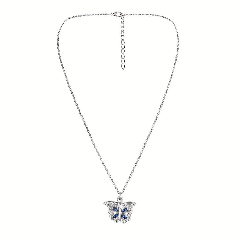 1Pcs Fashion Classic Openable Butterfly Love Lady Pendant Necklace Engraved I Love You Romantic Proposal Valentine's Day Gift Jewelry