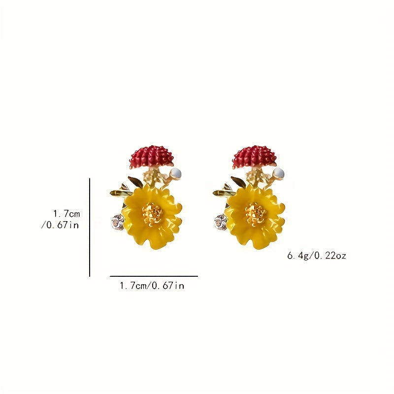 Vibrant Orange Flower Rhinestone Stud Earrings - Dazzling Embellishments, Classic Style, Perfect Gift for Her - Ideal Spring Summer Holiday Accessory