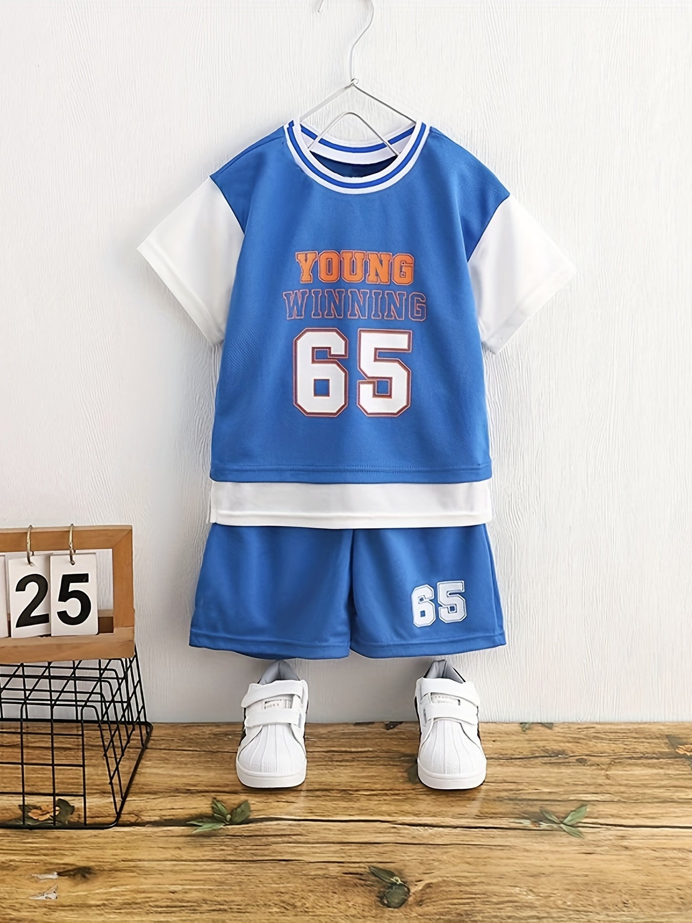 Boys "Young Winning" Number "65" Casual Outfit Round Neck T-shirt.