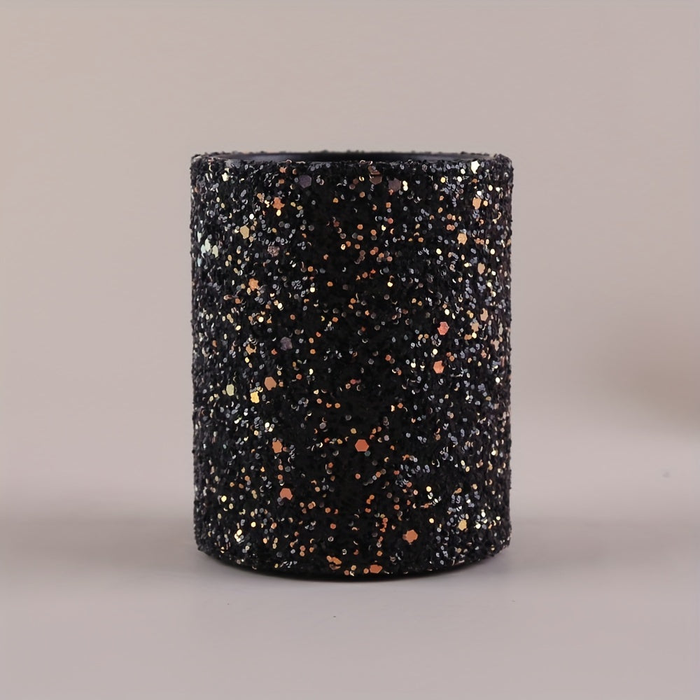 Glitter Makeup Brush Holder Sequin Decor Pencil Cup Shiny For Women, Makeup Brush Holder Organizer Cup Gift For Desk Office Classroom Home Sequin Brush Bucket