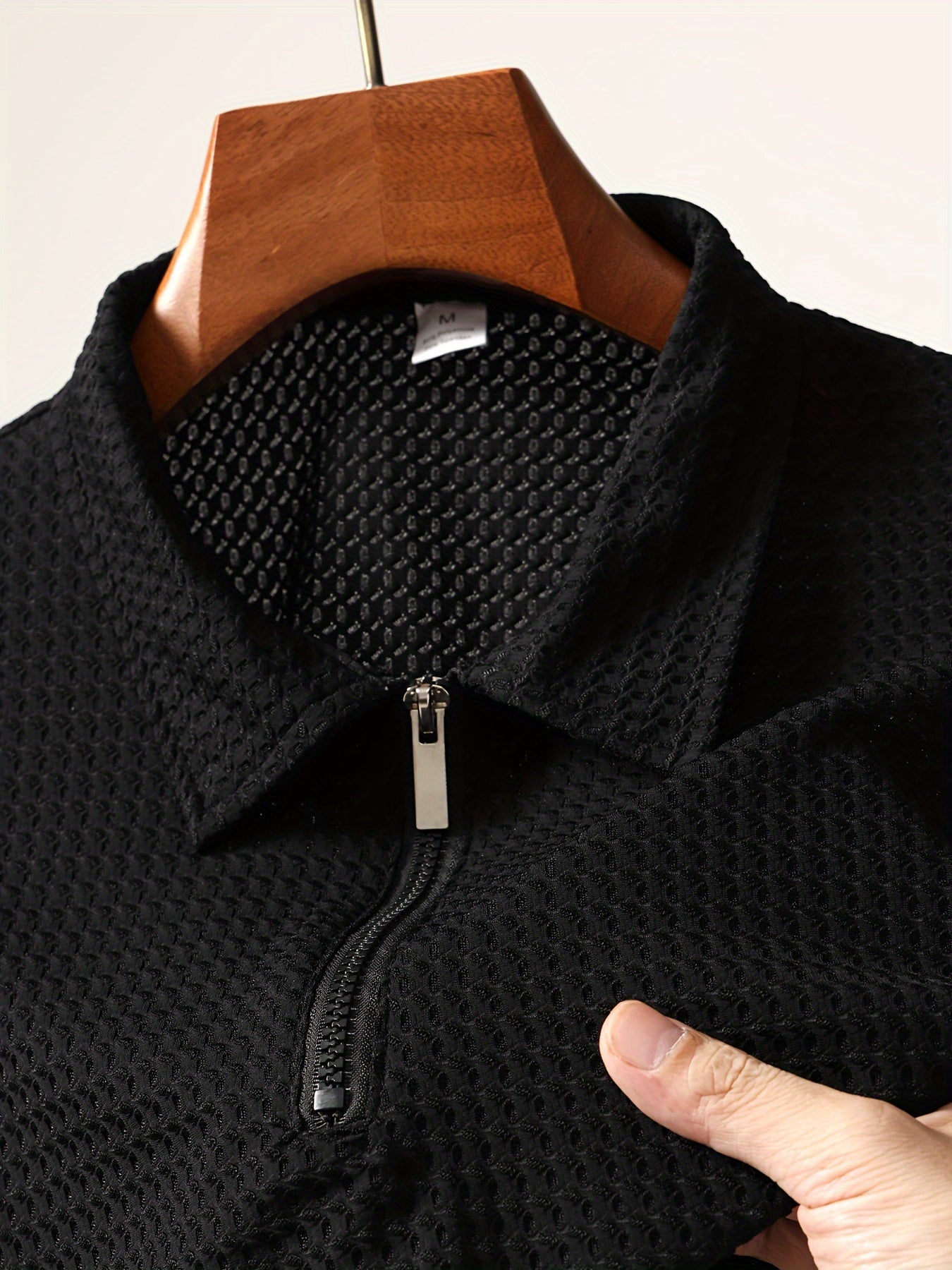 Men's Solid Color Quarter Zip Golf Shirt, Breathable Short Sleeve .