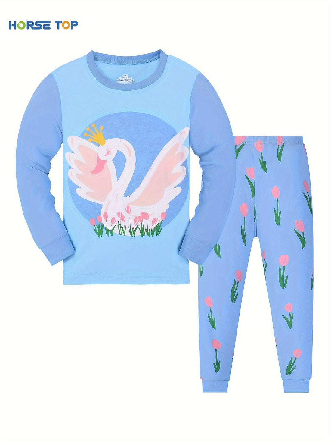 Kid's 2pcs Pajamas, Long Sleeve Top & Pants Set,