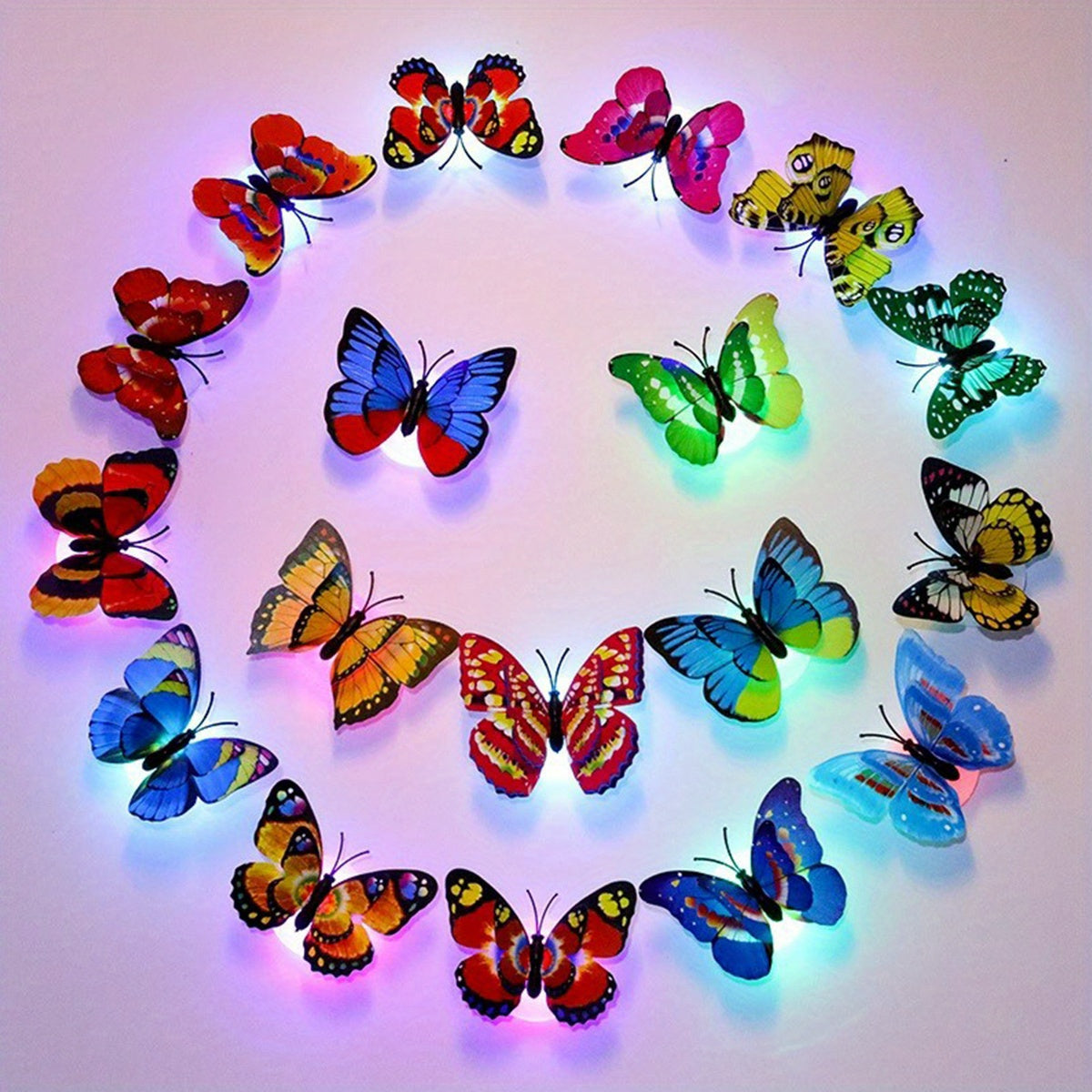 Colorful Glowing Butterfly Night Light - 3D LED Wall Sticker - Battery-Powered Room Decoration Easter Gift