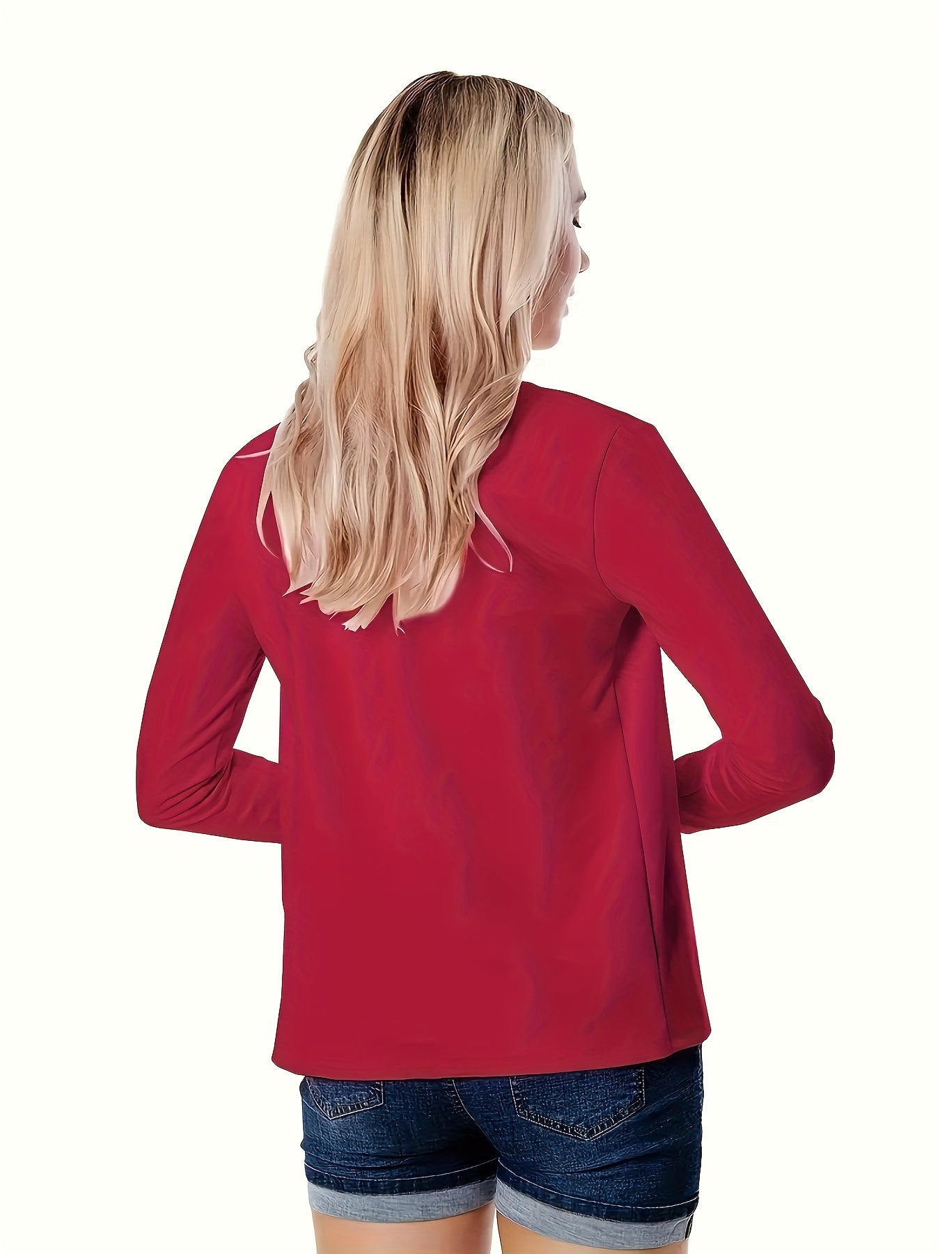 Solid Lapel Blazer, Casual Long Sleeve Blazer For Office & Work,