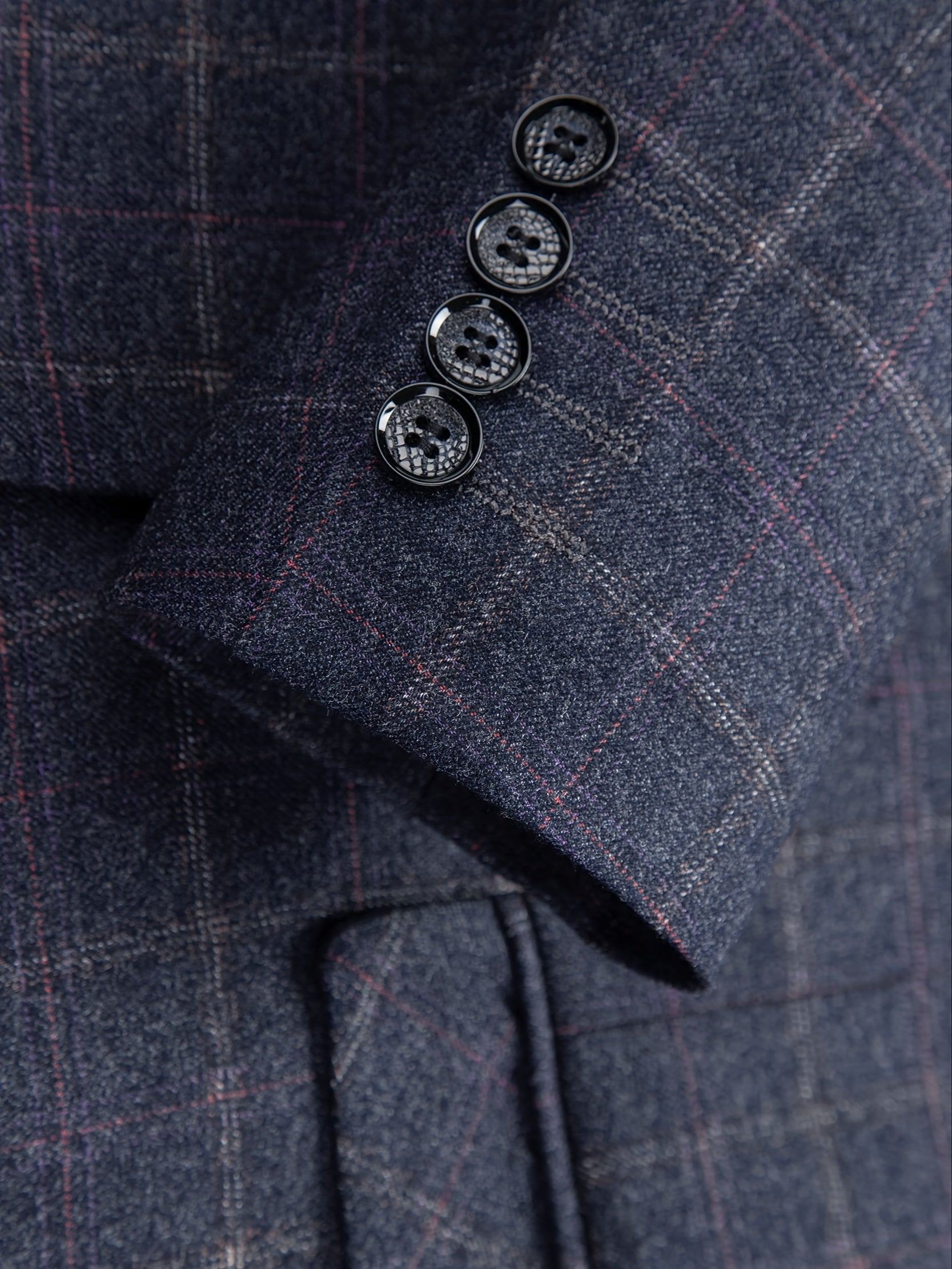 3pcs Men's Plaid Pattern Dress Suit Set, Notch Lapel Collar Blazer.