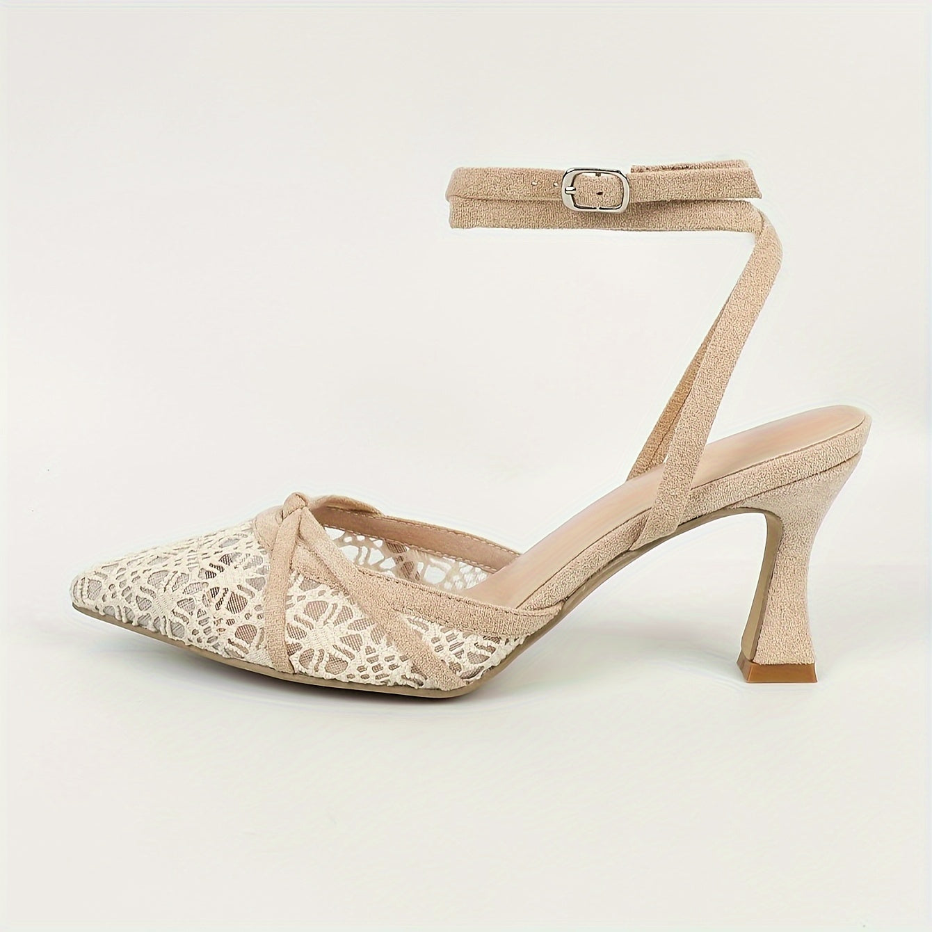 Women's Solid Color Elegant Sandals, Crisscross Ankle Buckle Lace High Heels,/MH