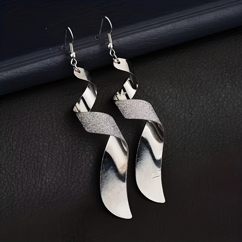 Stylish Swivel Frosted Alloy Ladies Earrings For Party Banquet Jewelry Gift