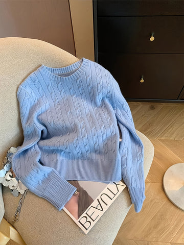 [Home Relaxation] Women's Elegant Cable Knit Sweater .