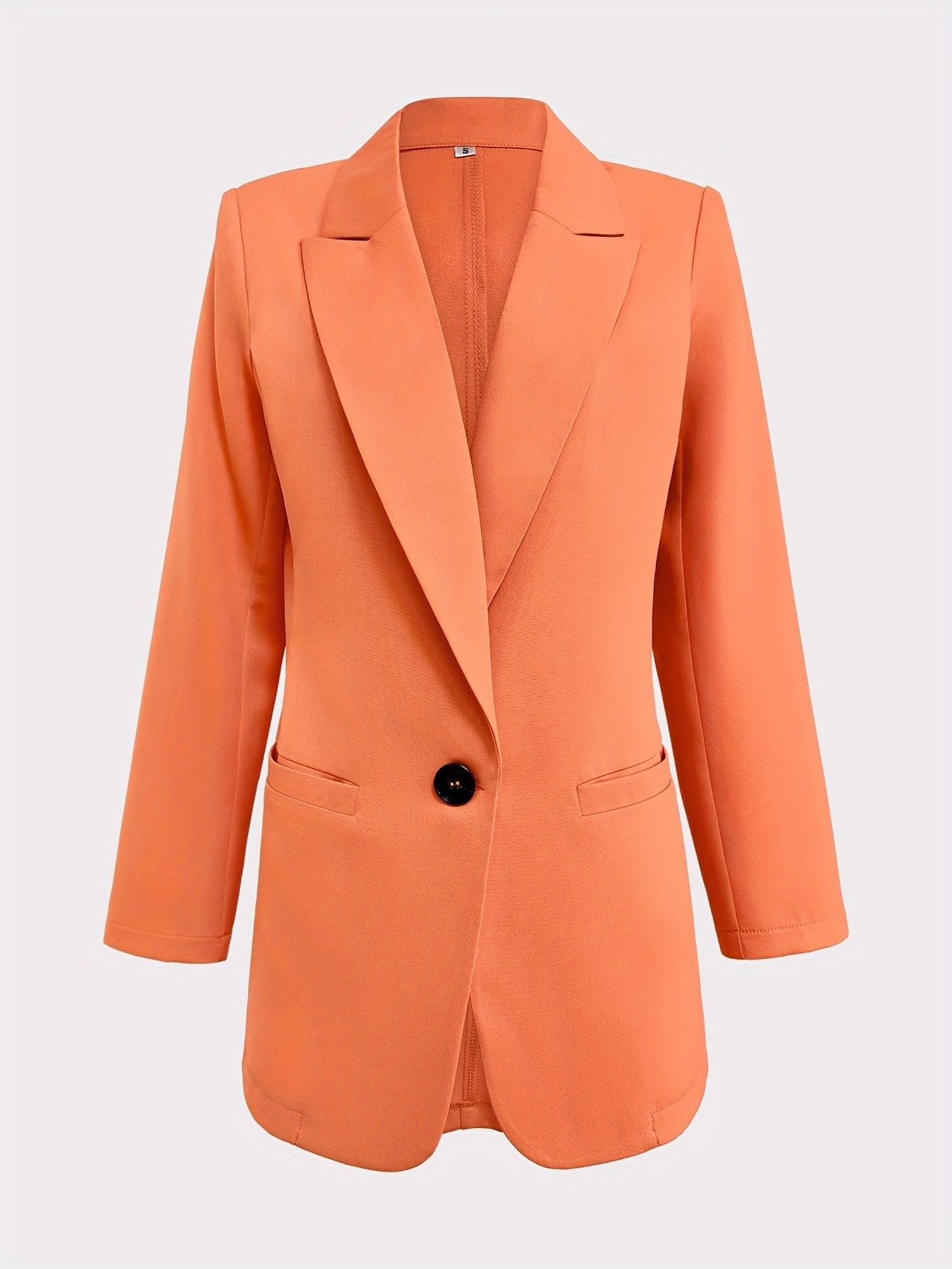 Button Blazer, Elegant Lapel Long Sleeve Work Office Outerwear,