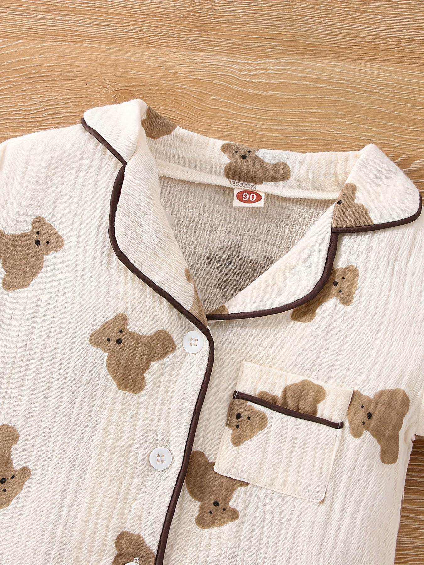 Kid's 2pcs Muslin Pajamas, Long Sleeve Button,