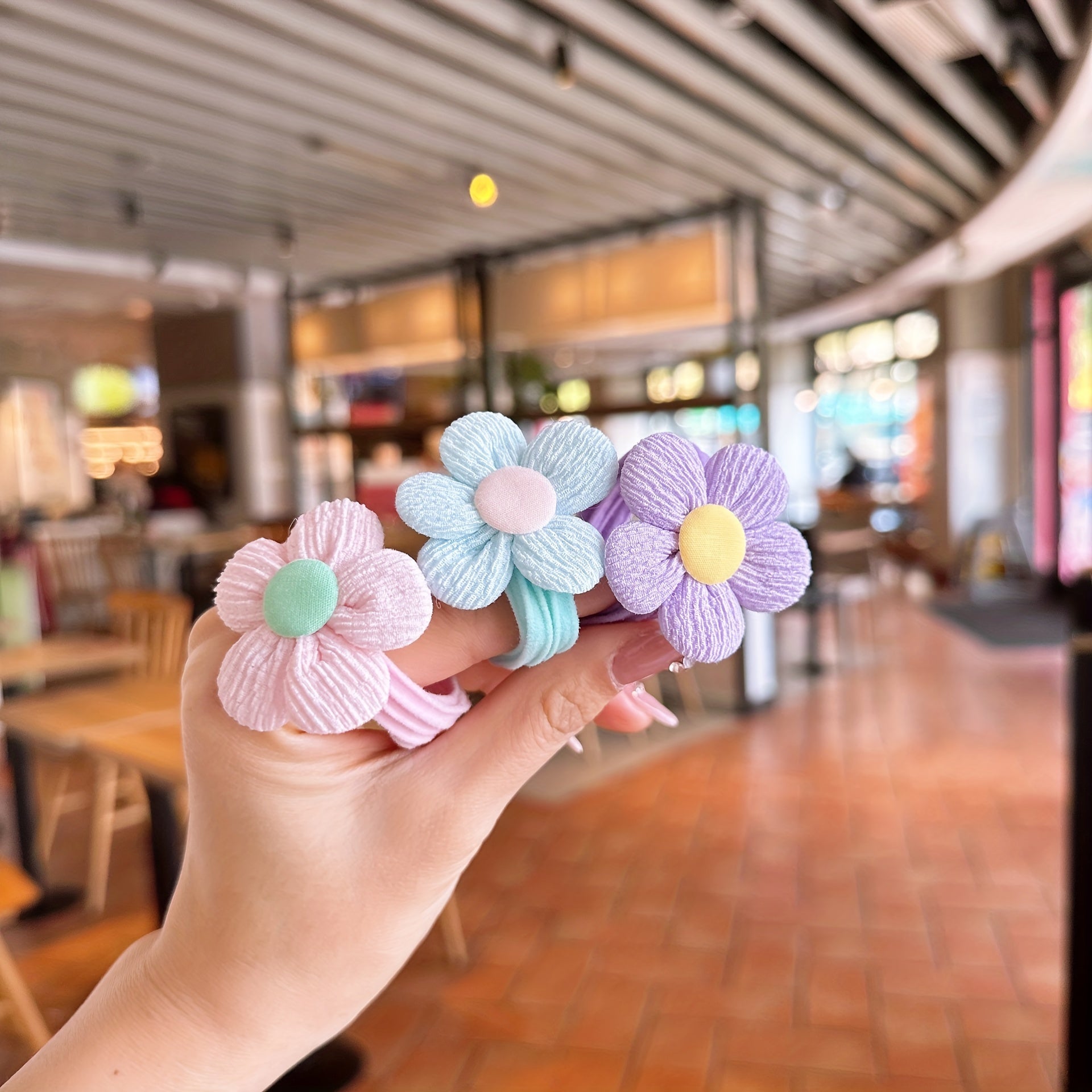 6/8/12/20pcs New Cute Sweet Flower Bow Girls Women Elastic Hair Bands Hair Ties Princess Hair Accessories Headwear