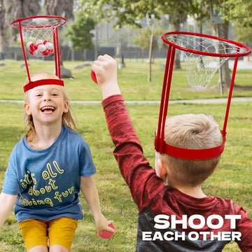 2 Packs Head Hoop Basketball Party Game For Kids And Adults Carnival Game Adjustable Basket Net Headband With 20 Balls For Carnival Party Birthday Party Indoor Outdoor Game Halloween Christmas Gift