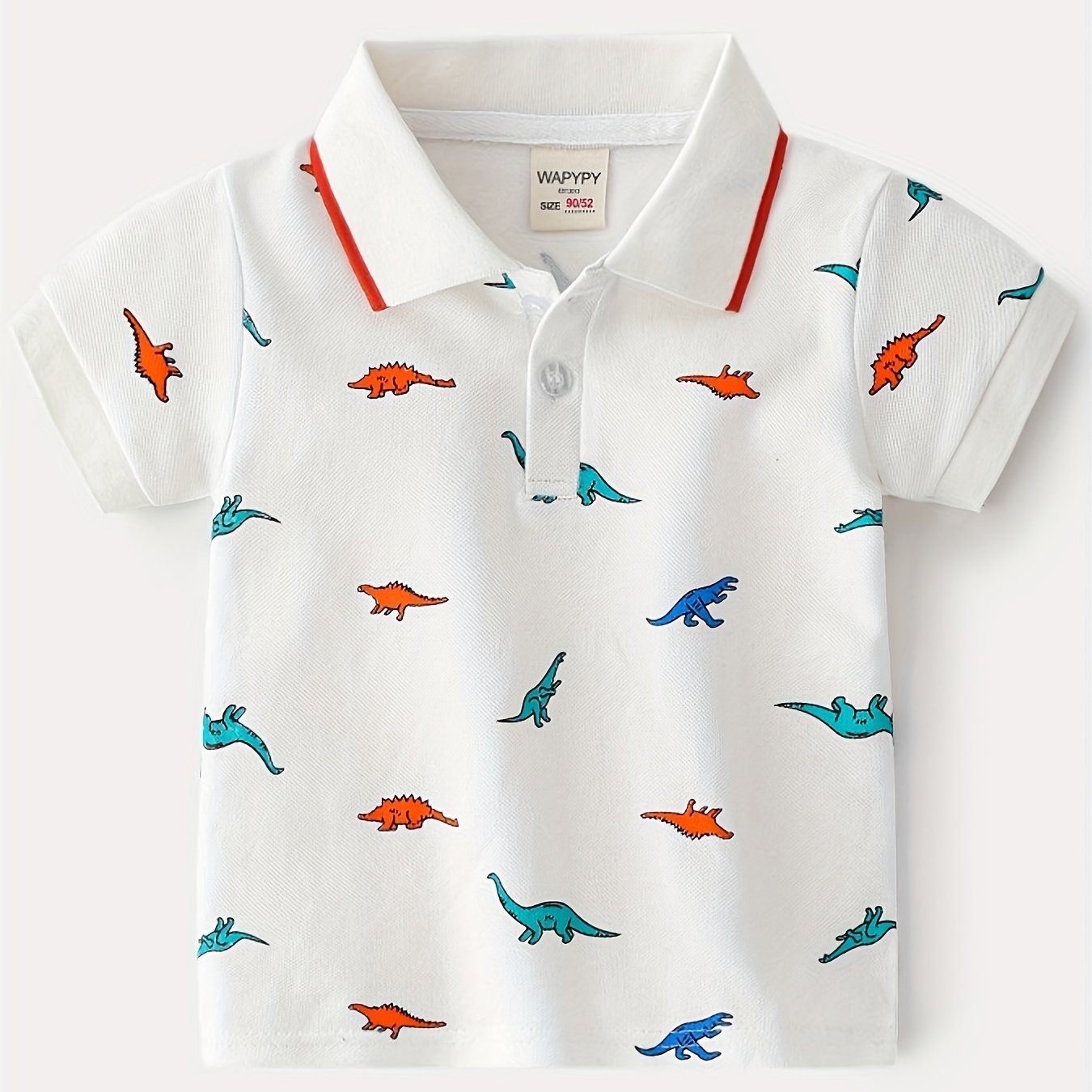 Toddler Boys Dinosaur Graphic Button Short Sleeve Cotton Casual Polo Shirt Top Kids Summer Clothes