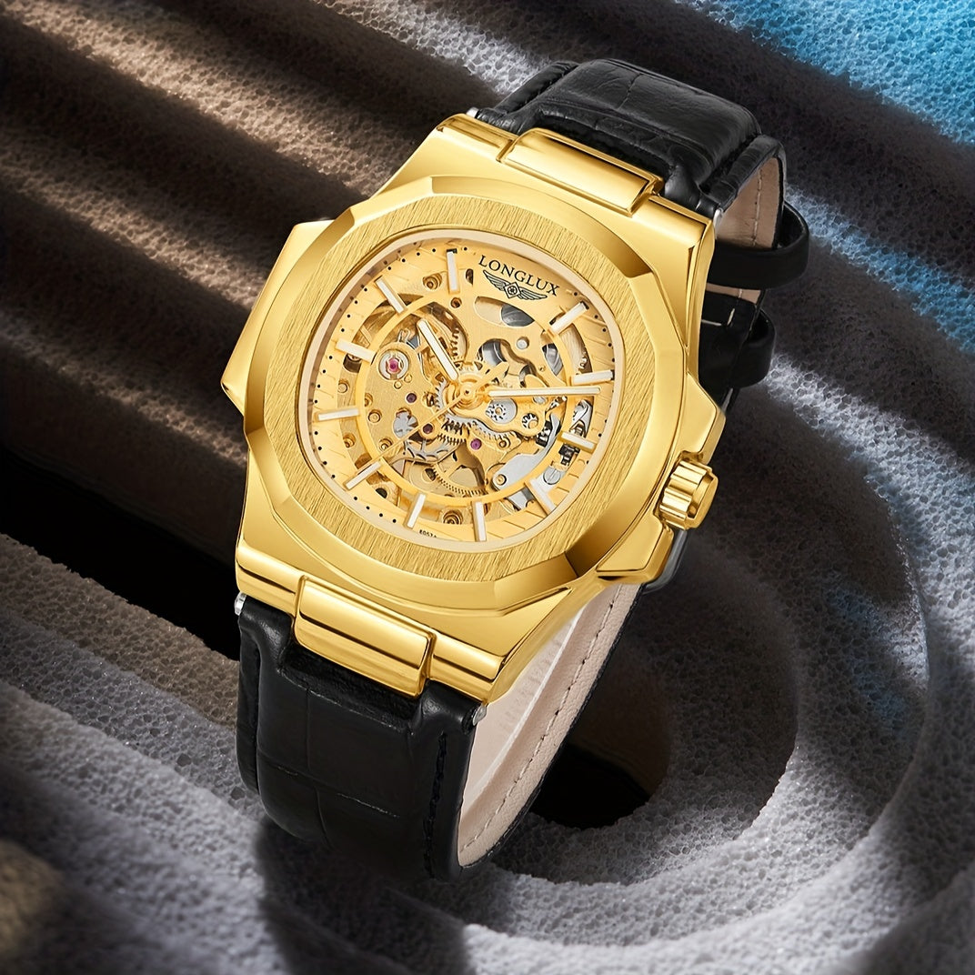 Men's Waterproof Mechanical Watch, Square Dial Business Mineral Glass Mirror Waterproof Wrist Watch, Christmas, Valentine's Day Gift