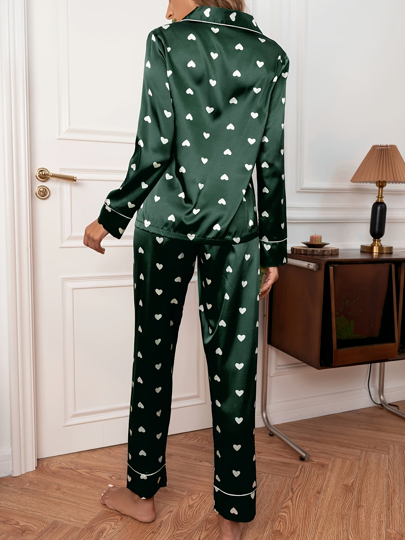 2pcs Set Women'S Adult Long Sleeve Sleepwear,