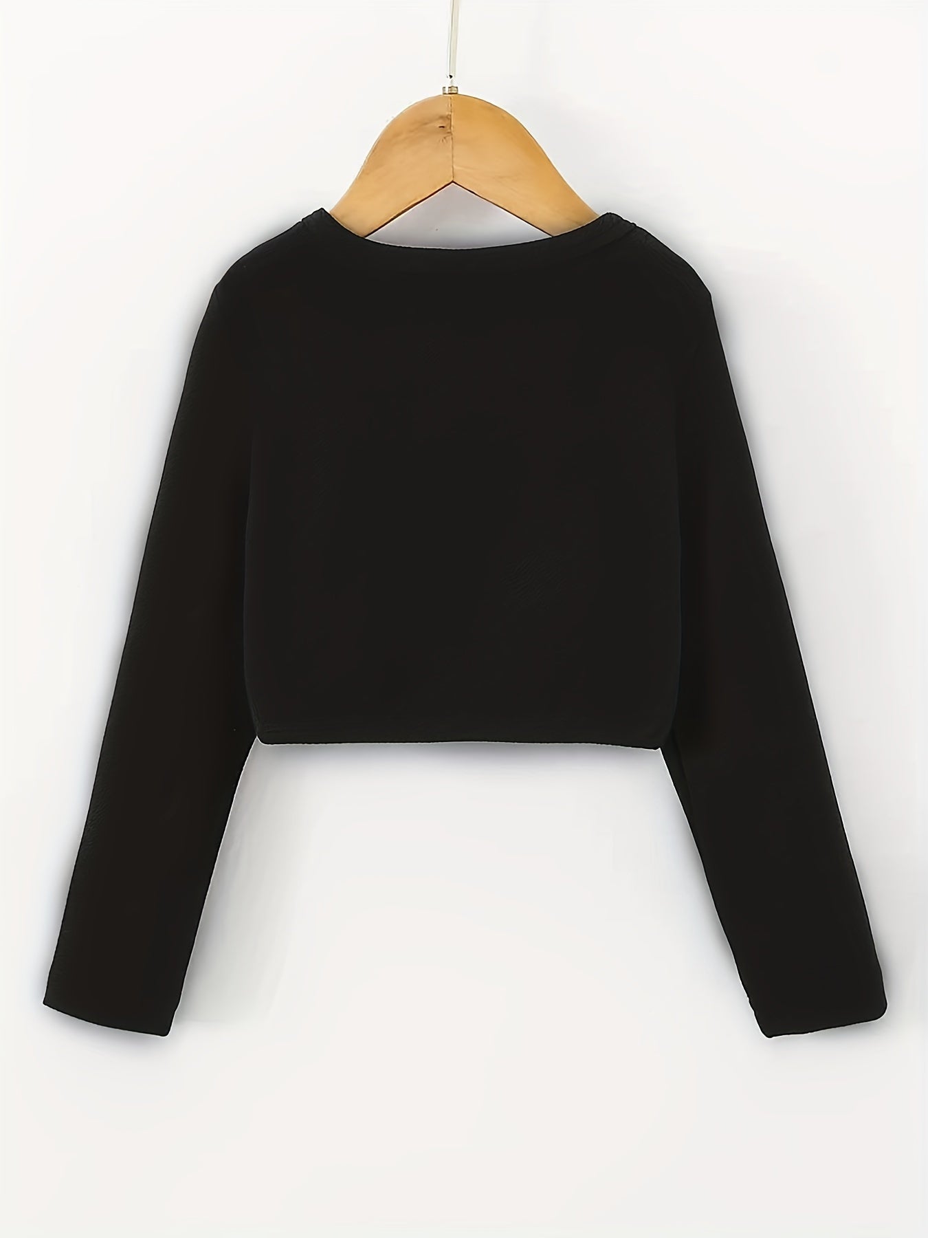 Solid Open Front Blazer, Casual Long Sleeve Crop Blazer For Work,