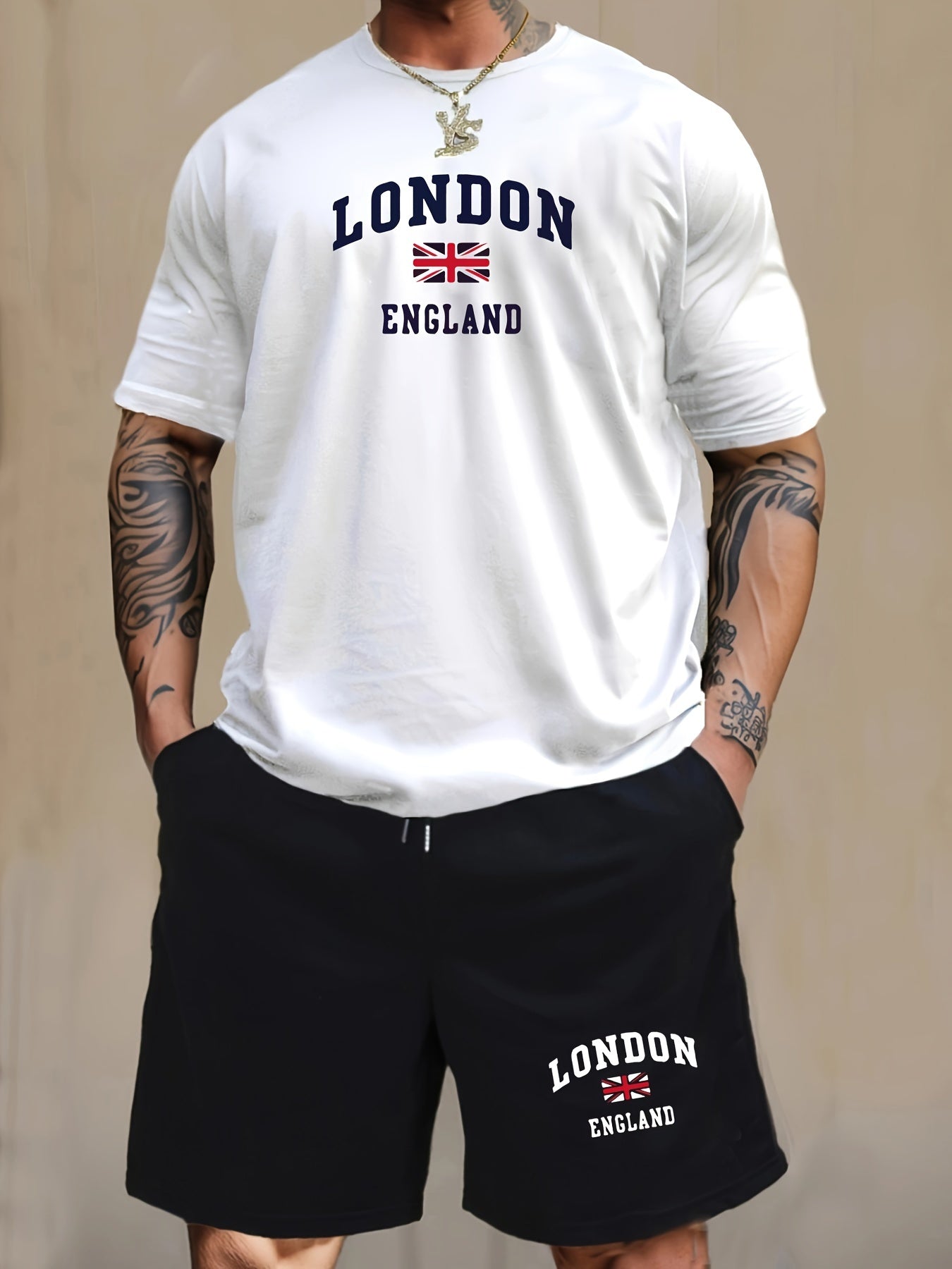 2 Pcs Men's Pajama Sets, LONDON ENGLAND British Flag.