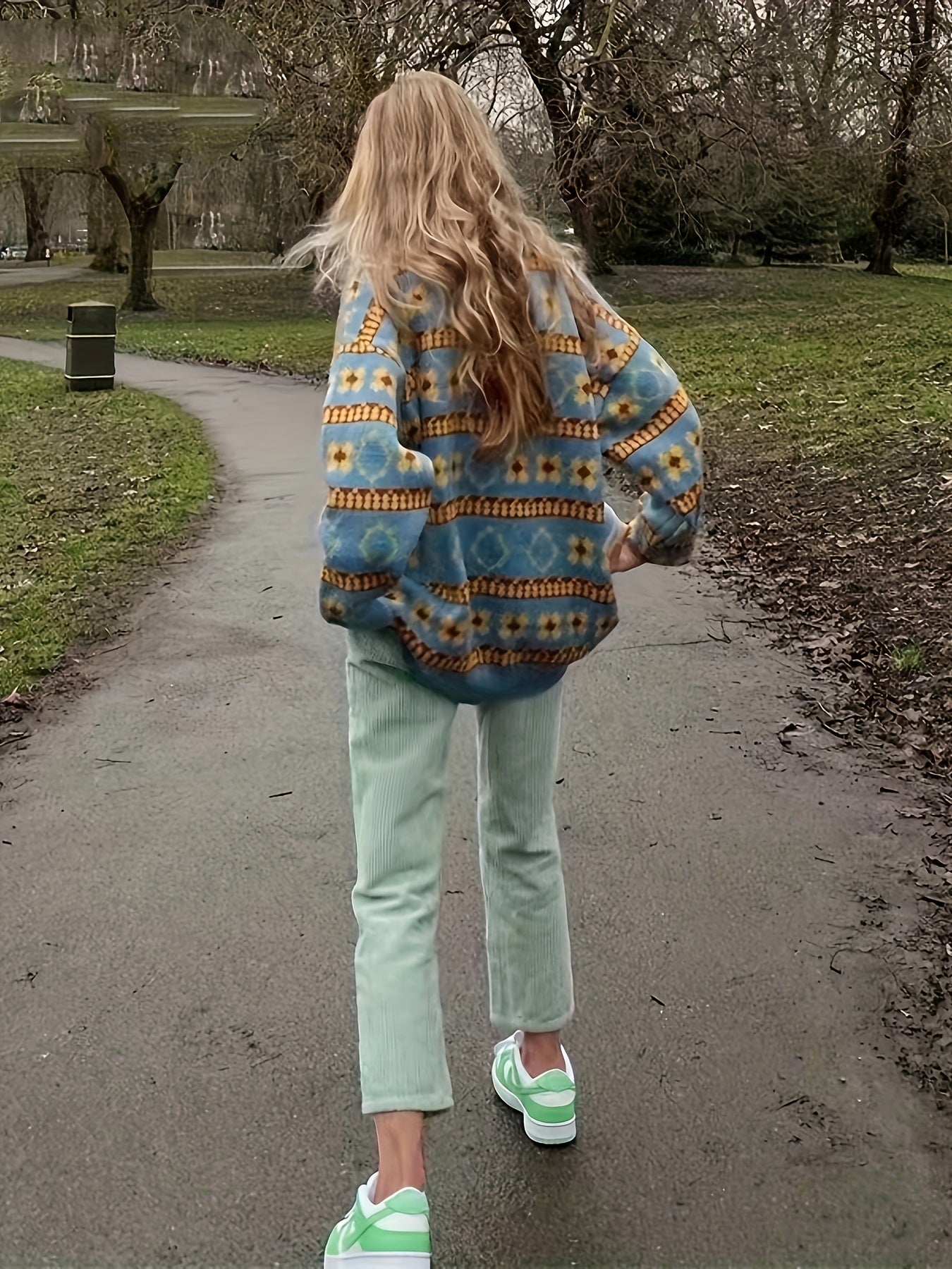 Womens Floral Charm - Soft Crew Neck Pullover Sweater .