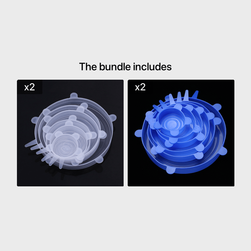 6 Silicone Stretch Lids, Reusable Durable Food Storage Covers for Bowls,