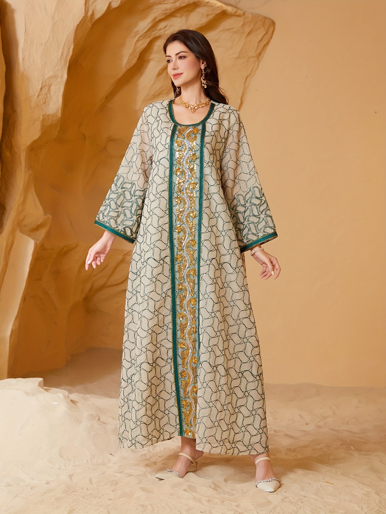 Elegant Middle Eastern Style Jalabiya Dress for Women -./MH